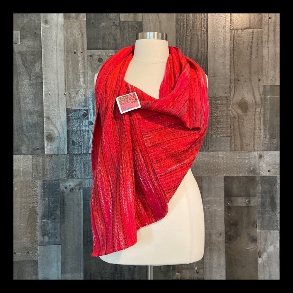 NWT! asymmetrical knit red scarf western boho coastal cowgirl coastal vacation